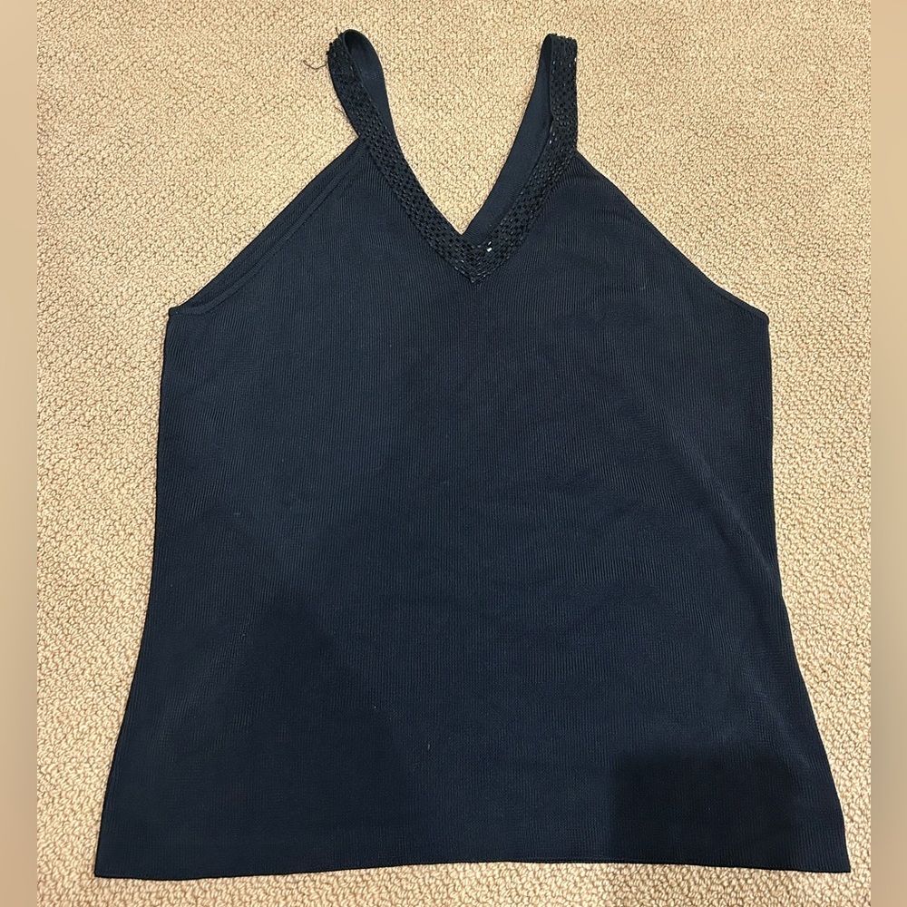 White House Black Market Shimmery Black Business Casual Tank Top